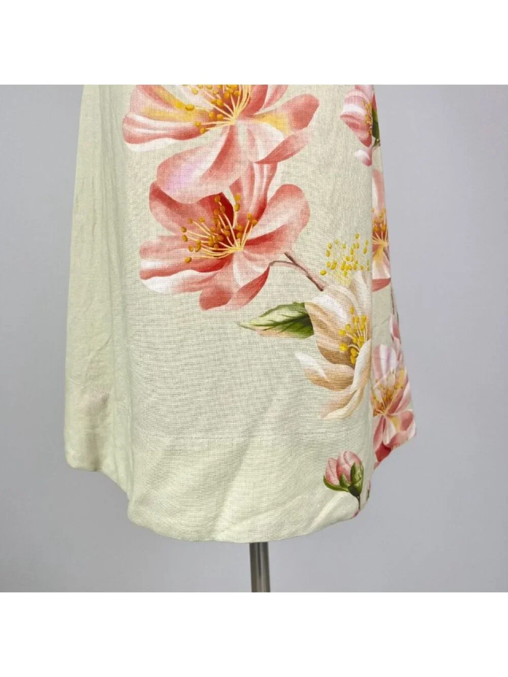 NWT Farm Rio Linen Blend Floral Print Sleeveless Mini Dress Elastic Waist Sz M - Picture 6 of 15